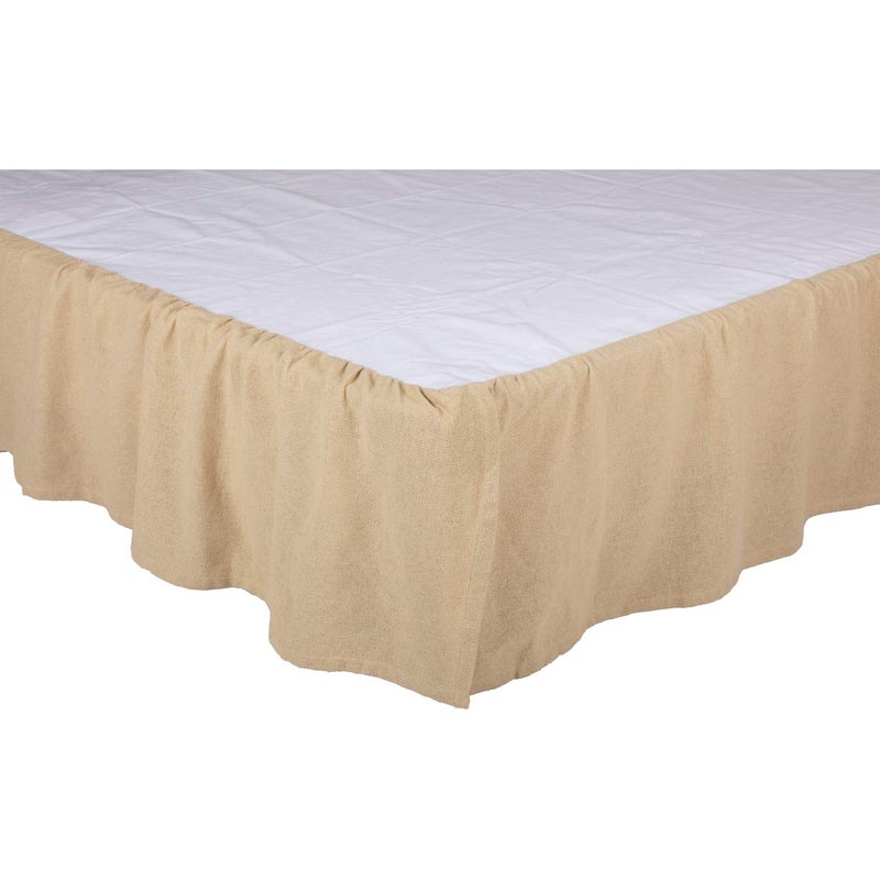 VHC Brands Burlap Vintage Farmhouse King Bed Skirt Tan Distressed Appearance Cotton Solid Color Split Corners Bedroom Decor - Image 4